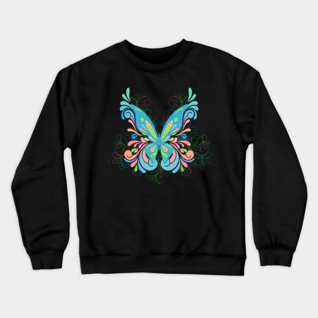 Elegant butterfly Teal Crewneck Sweatshirt by AlondraHanley